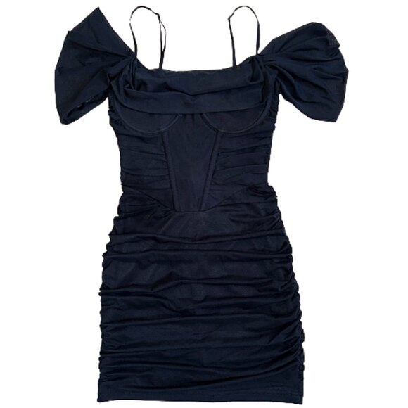 NWT Hello Molly Being Me Mini Dress Black XS Off Shoulder Fitted Party - Picture 3 of 9
